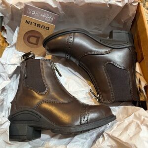 Equestrian Dublin Brown Leather paddock Boots youth 10
